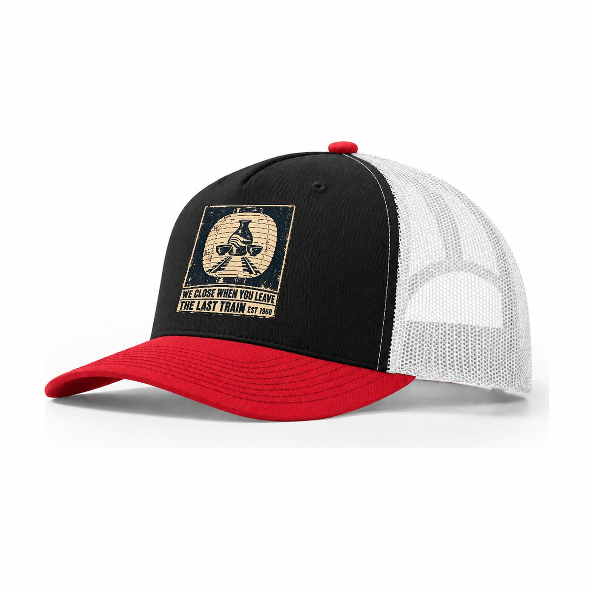 Last Train Bar Izakaya Rules Trucker Hat – Black Red White