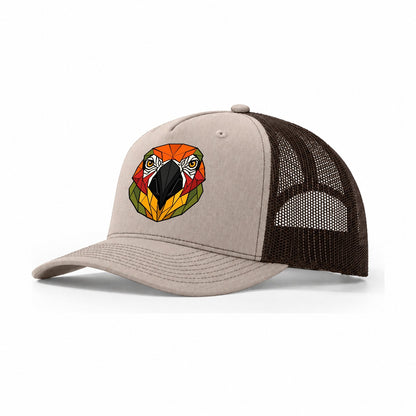 Macaw Parrot Portrait Trucker Hat – Khaki Brown