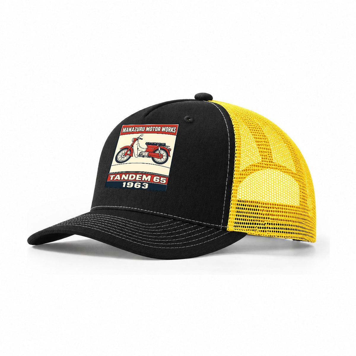 Manazuru Tandem 65 Showa Speed Plates Trucker Hat – Black Yellow
