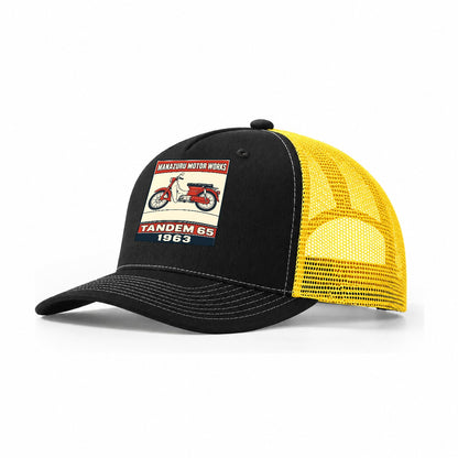 Manazuru Tandem 65 Showa Speed Plates Trucker Hat – Black Yellow
