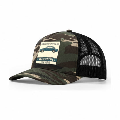 Mikazuki Limousine Showa Speed Plates Trucker Hat – Woodland Camo Black