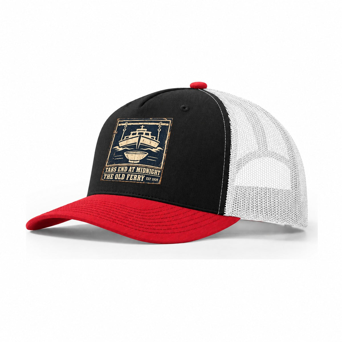 Old Ferry Bar Izakaya Rules Trucker Hat – Black Red White