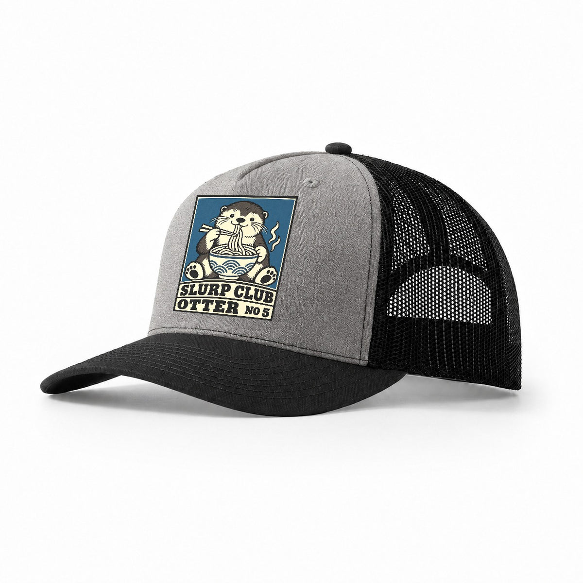 Otter Udon Slurp Club Trucker Hat – Grey Black