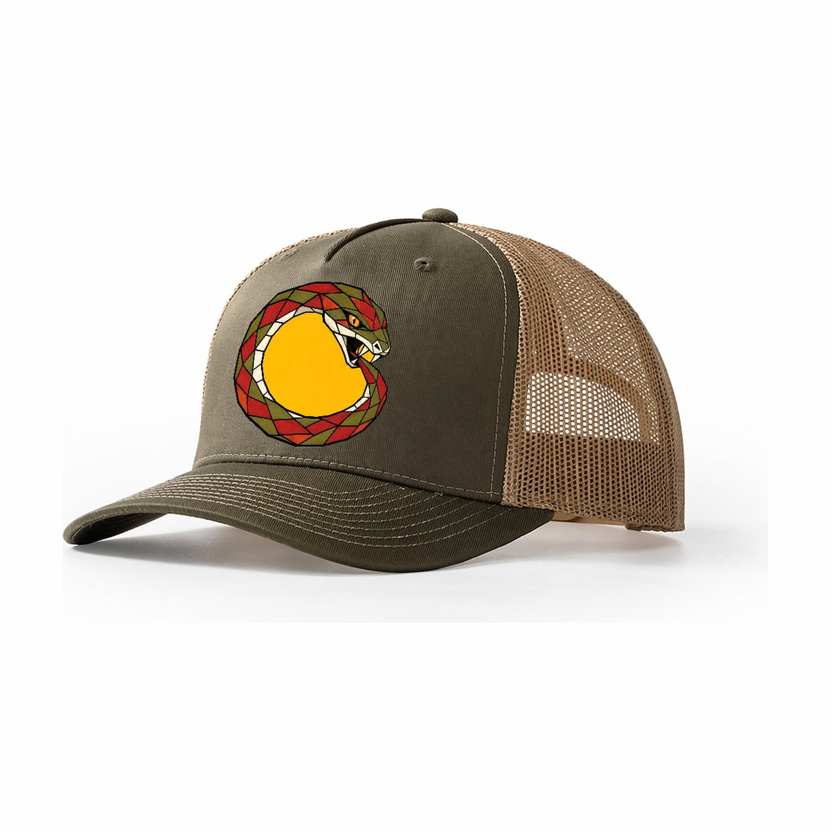 Ouroboros Serpent Circle Trucker Hat – Olive Khaki