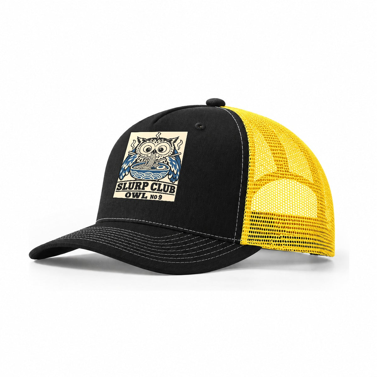 Owl Midnight Slurp Club Trucker Hat – Black Yellow