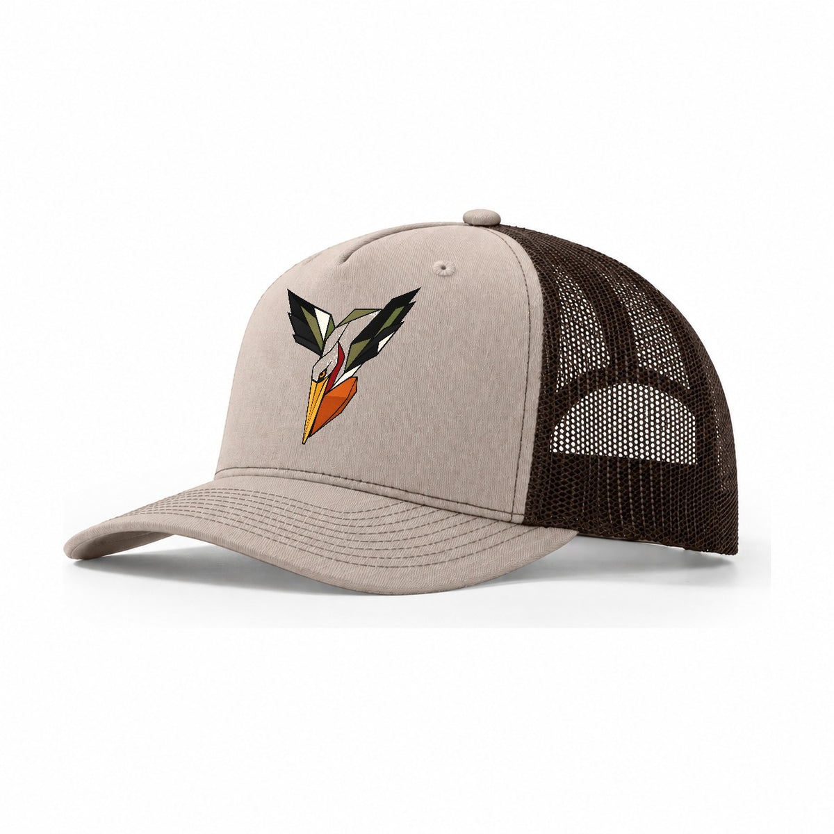 Pelican Dive Throat Pouch Trucker Hat – Khaki Brown