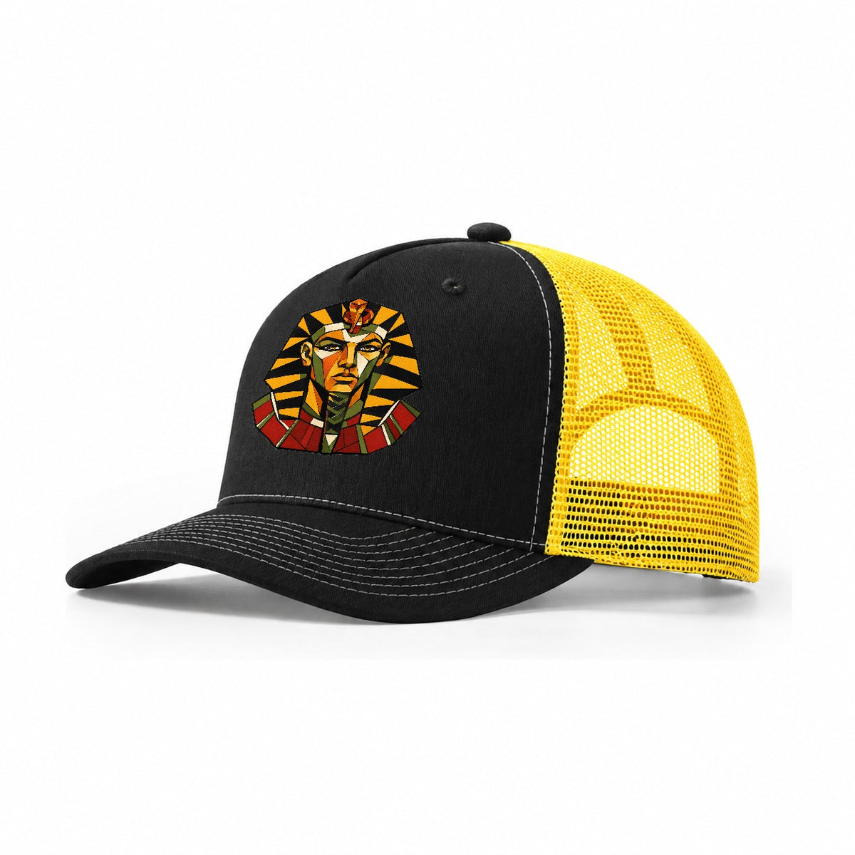 Pharaoh Nemes Portrait Trucker Hat – Black Yellow