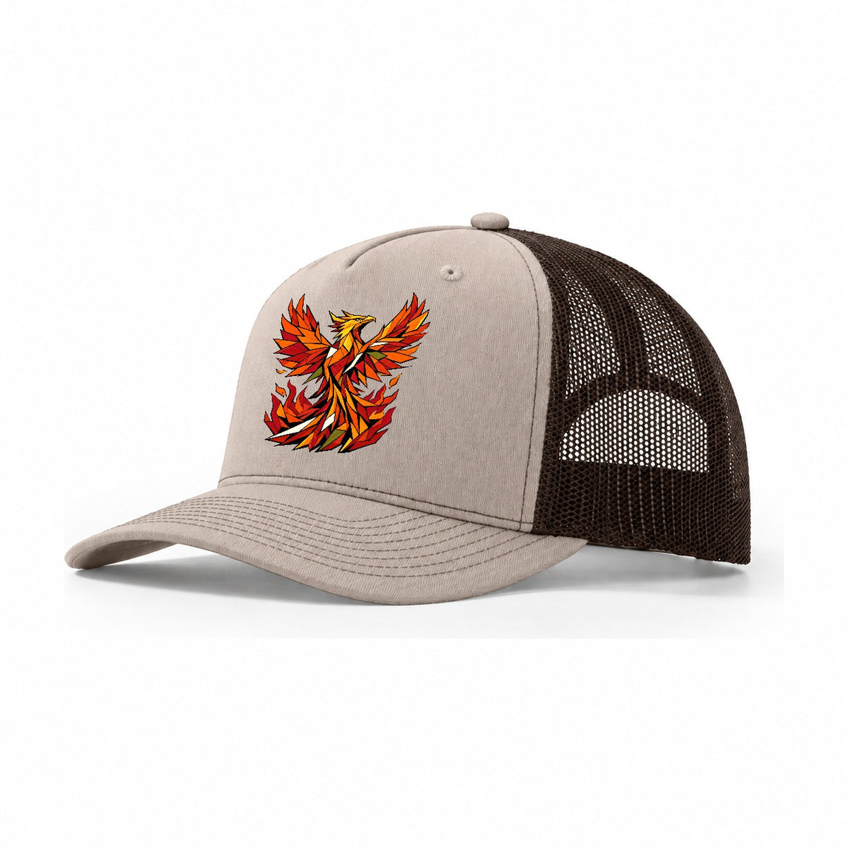 Phoenix Rising Flames Trucker Hat – Khaki Brown