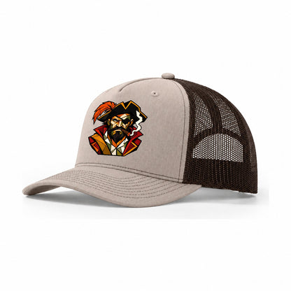 Pirate Captain Portrait Trucker Hat – Khaki Brown