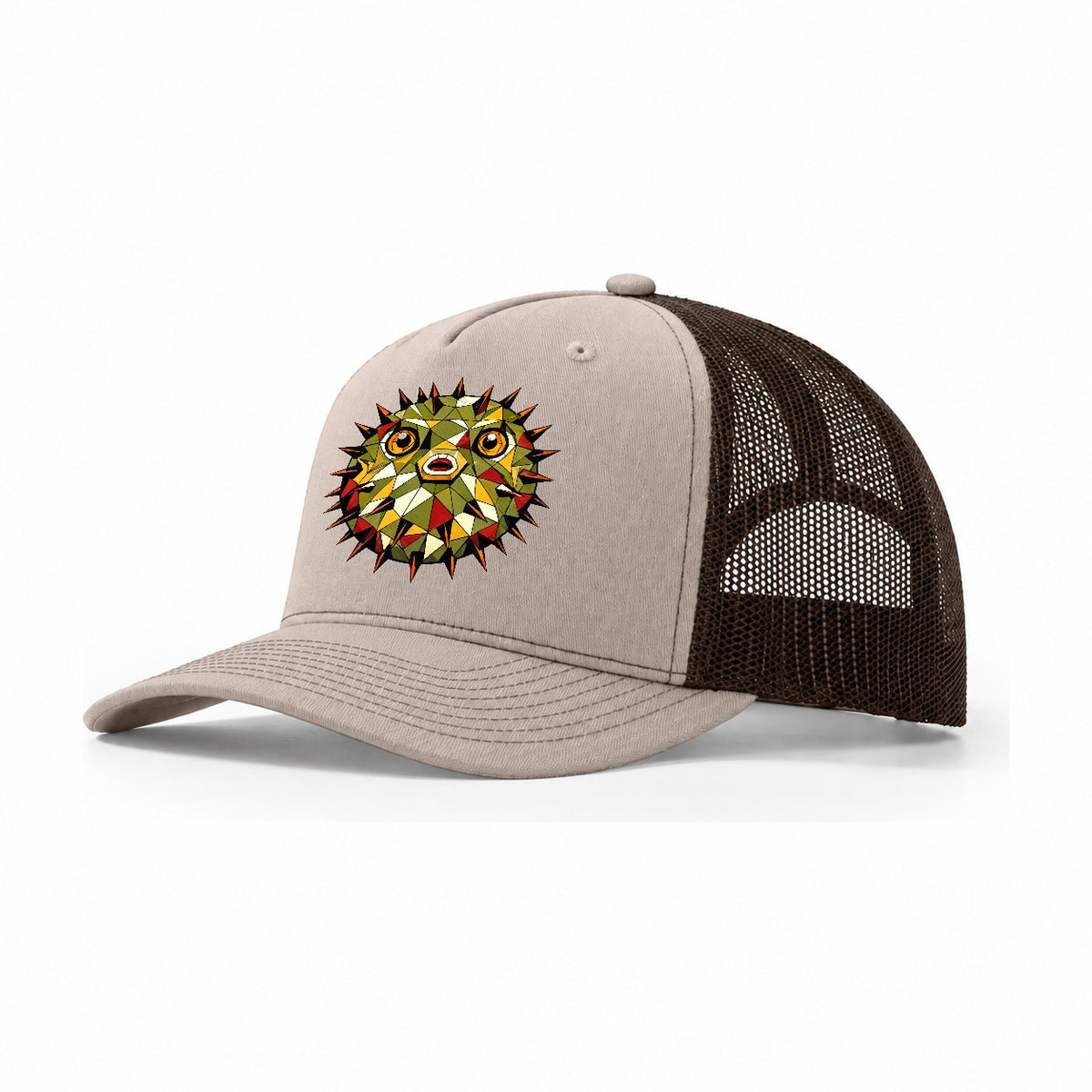 Pufferfish Inflated Spines Trucker Hat – Khaki Brown
