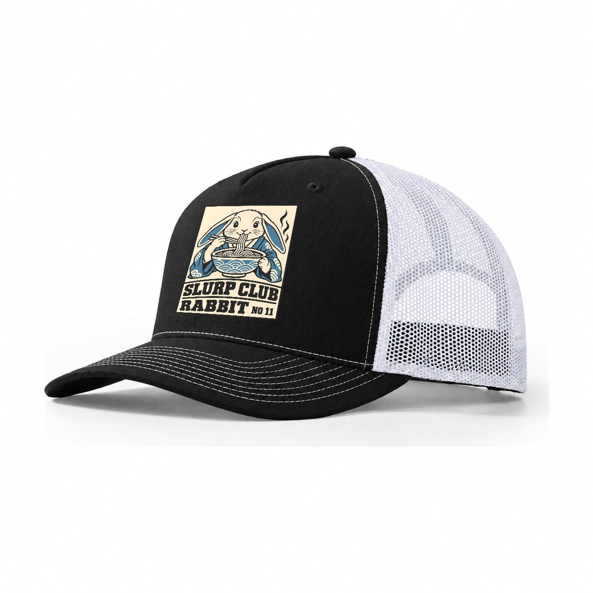 Rabbit Veg Slurp Club Trucker Hat – Black White