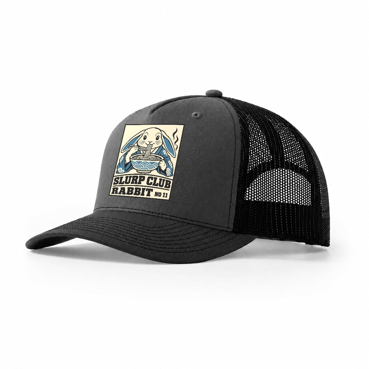 Rabbit Veg Slurp Club Trucker Hat – Dark Grey Black