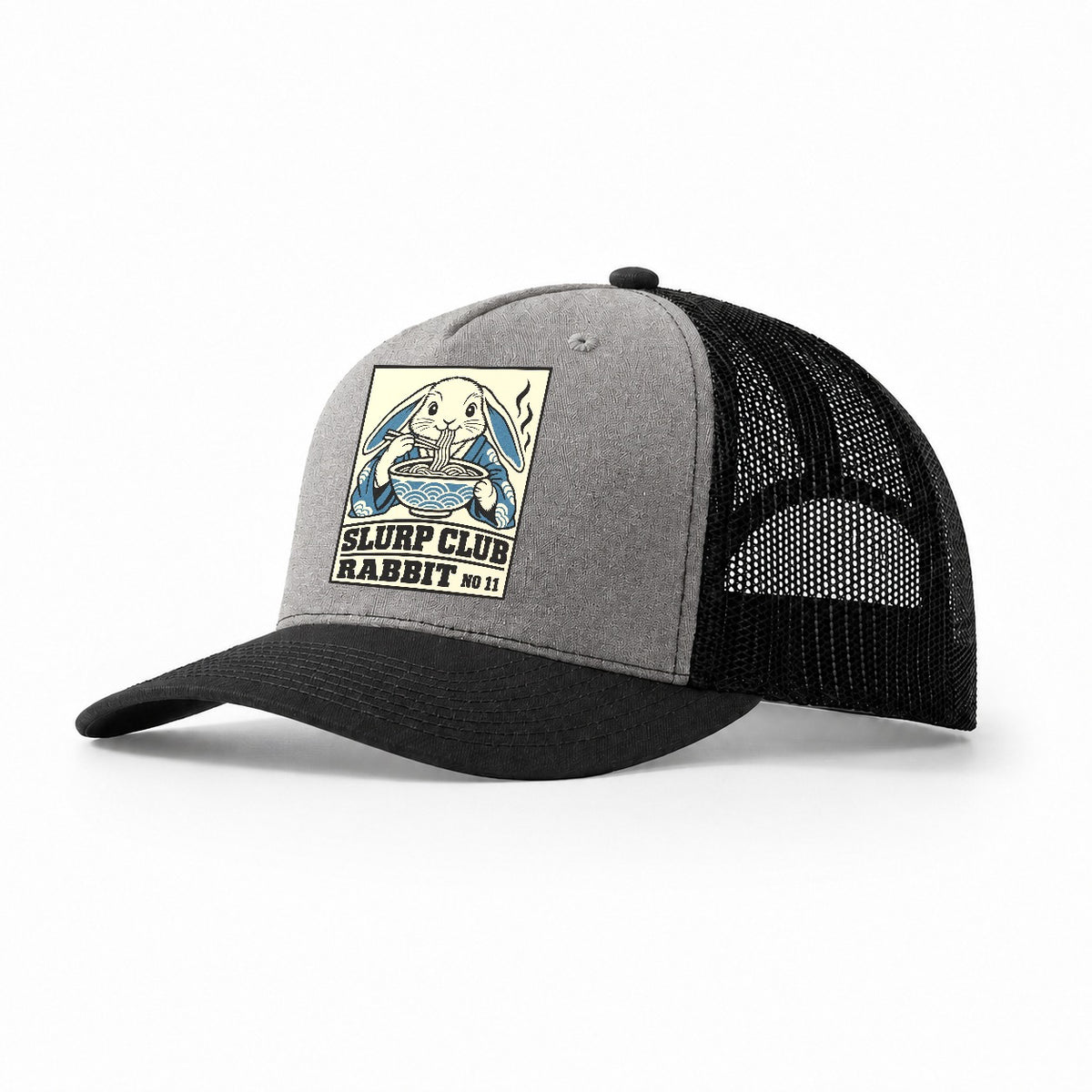 Rabbit Veg Slurp Club Trucker Hat – Grey Black