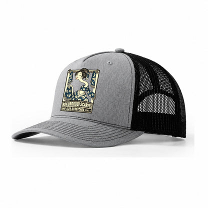 Rokurokubi Scarves Yokai Night Market Trucker Hat – Sport Grey Black