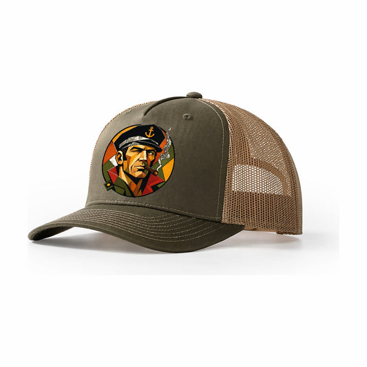 Sailor Portrait Trucker Hat – Olive Khaki
