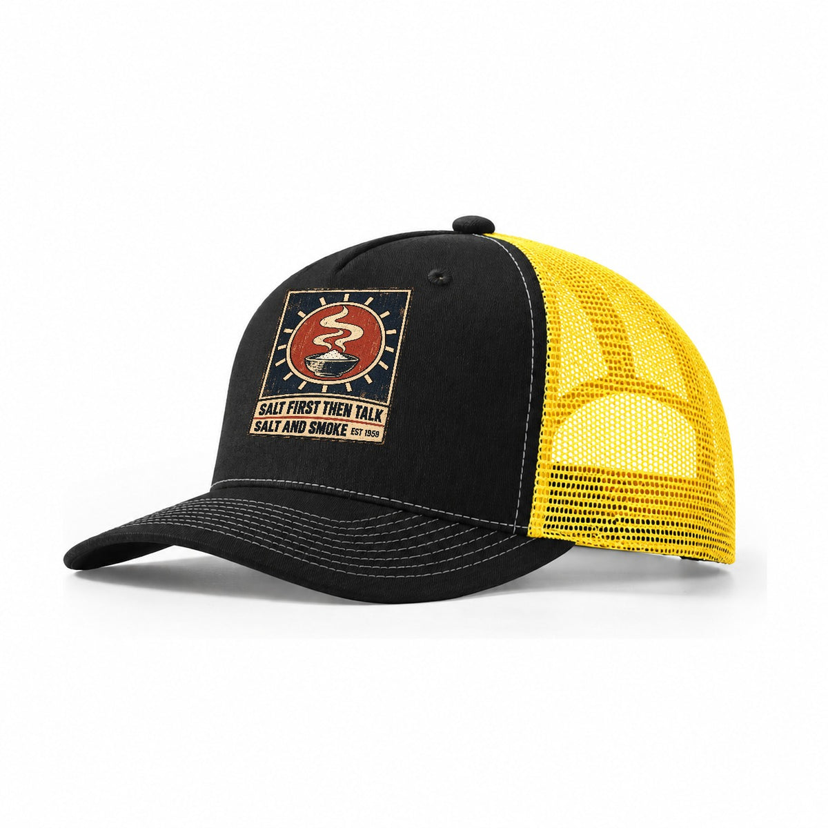 Salt And Smoke Izakaya Rules Trucker Hat – Black Yellow