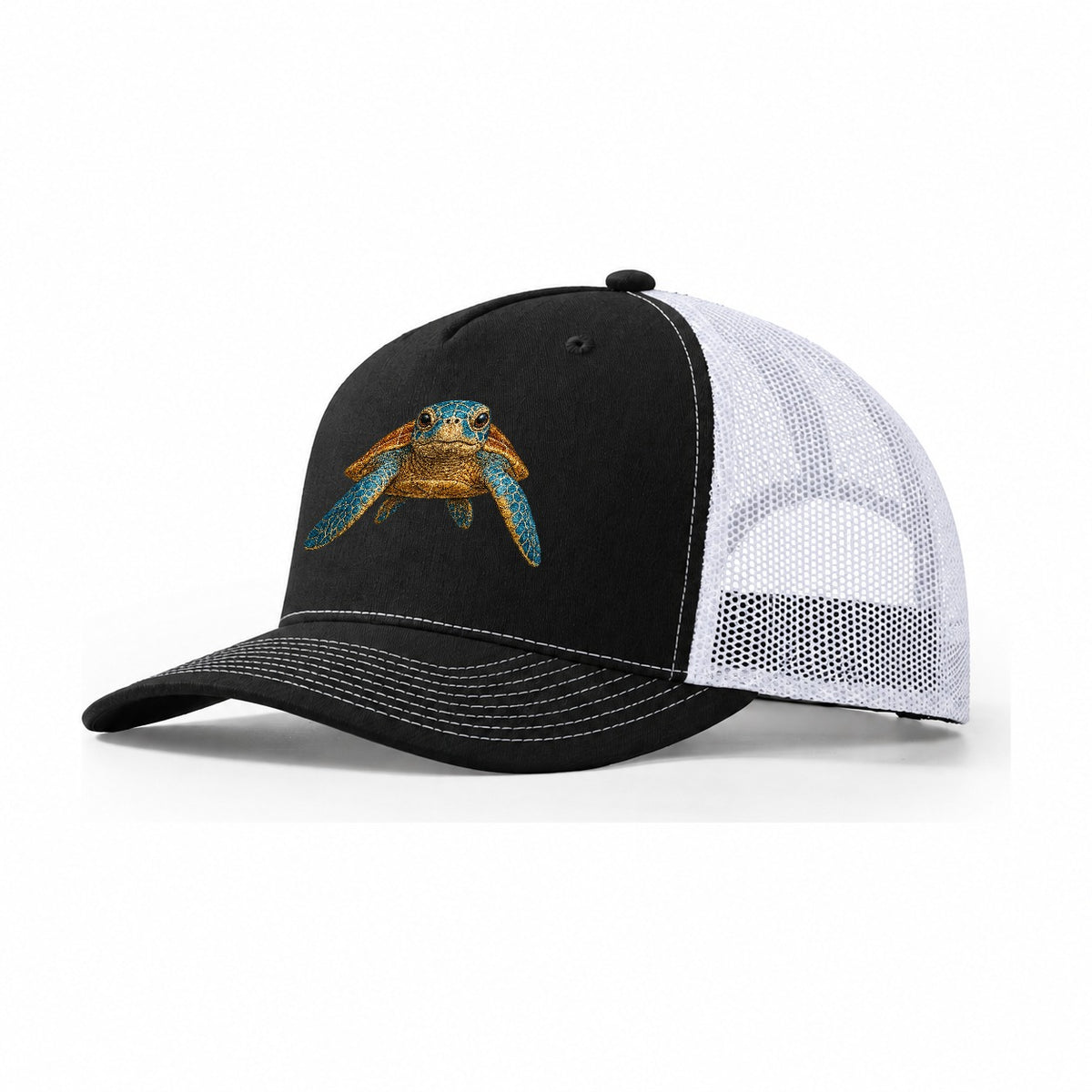 Sea Turtle Serenity Trucker Hat – Black White