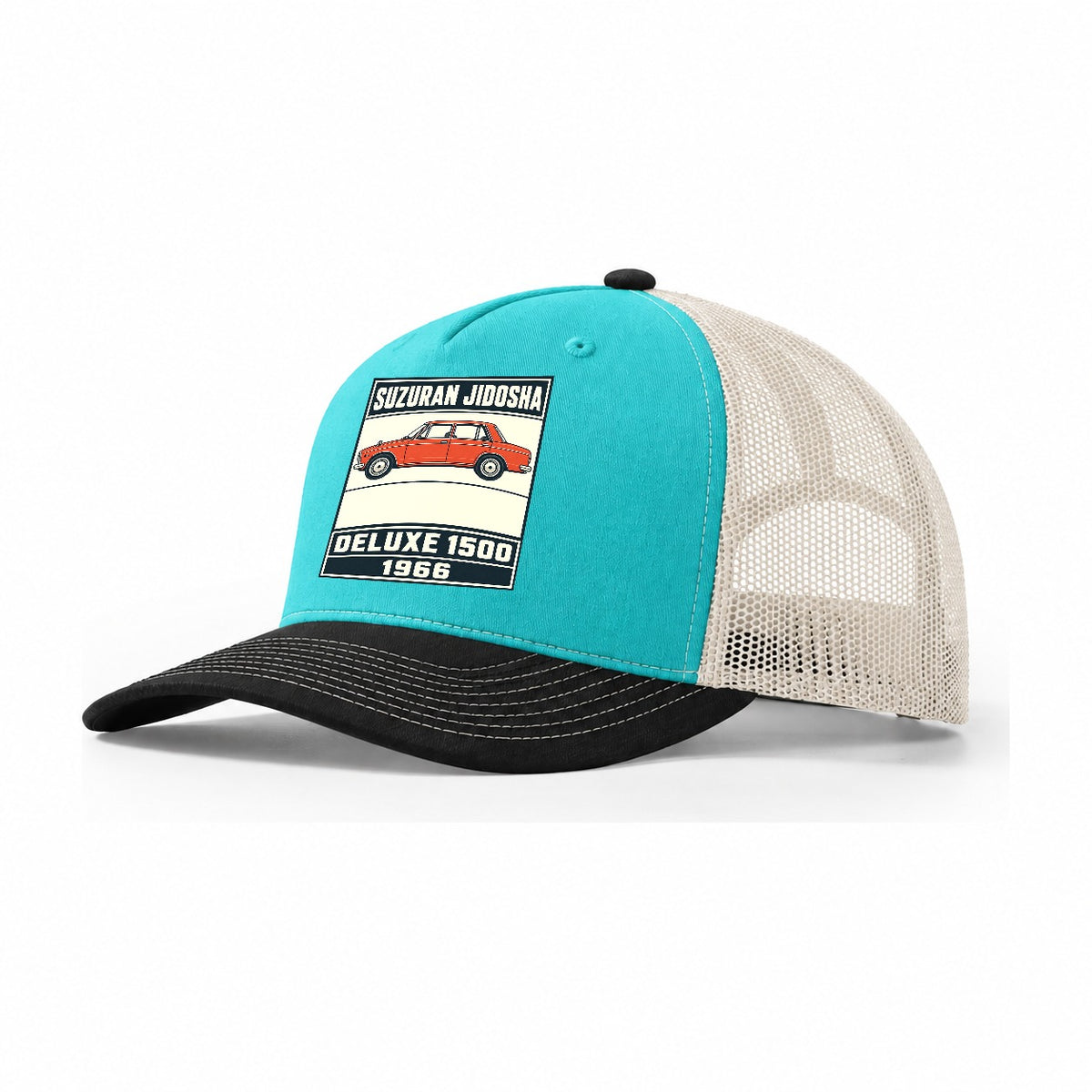 Suzuran Deluxe Showa Speed Plates Trucker Hat – Aqua Black White