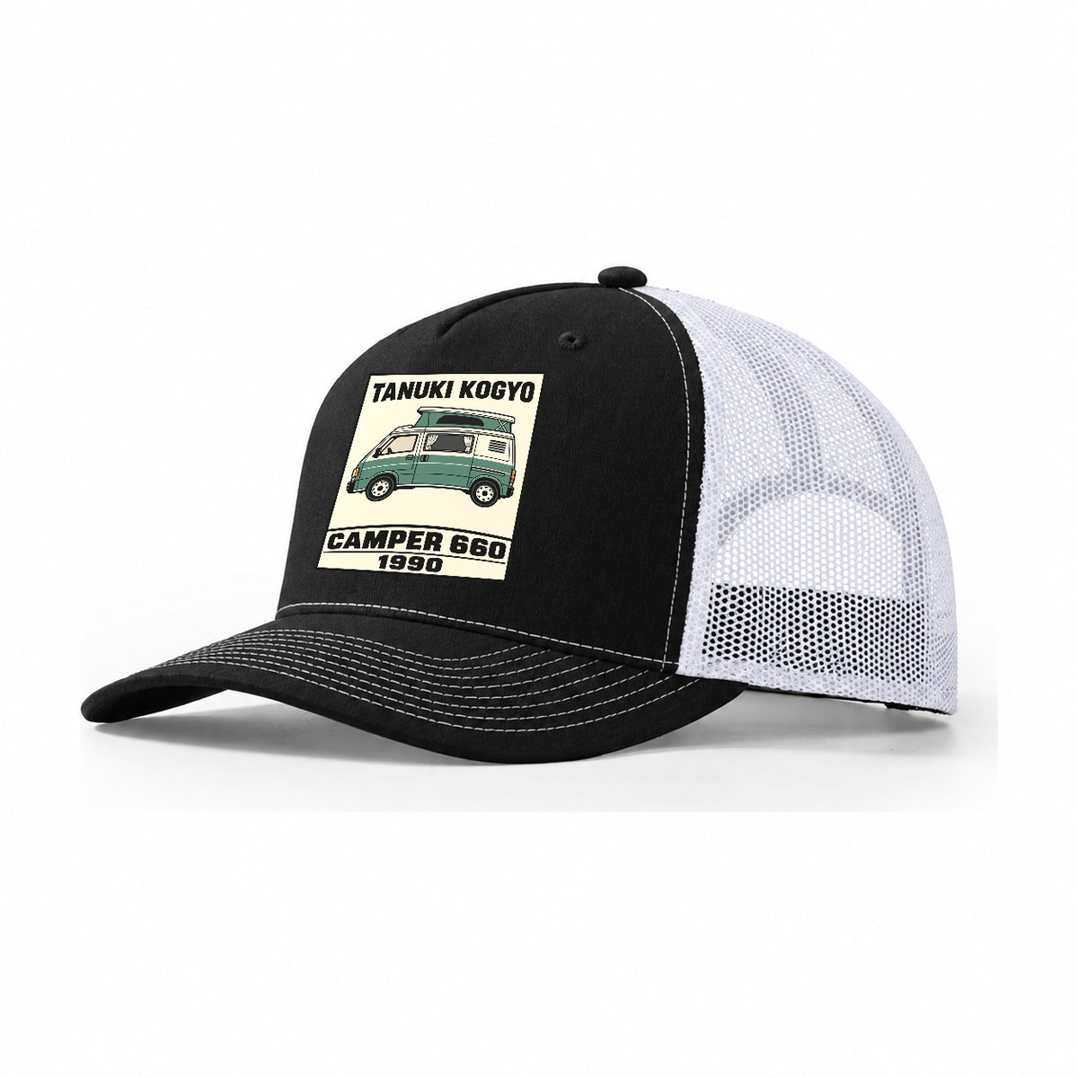 Tanuki Camper Showa Speed Plates Trucker Hat – Black White