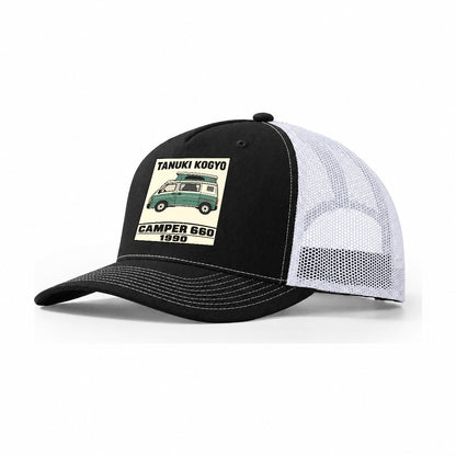 Tanuki Camper Showa Speed Plates Trucker Hat – Black White