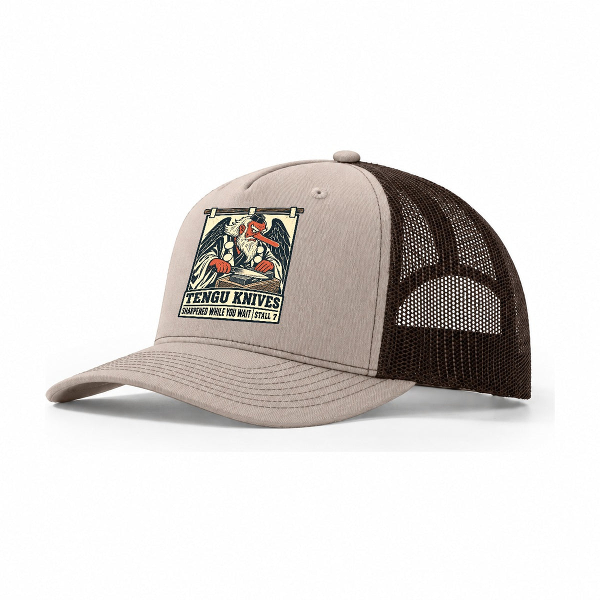Tengu Knives Yokai Night Market Trucker Hat – Khaki Brown