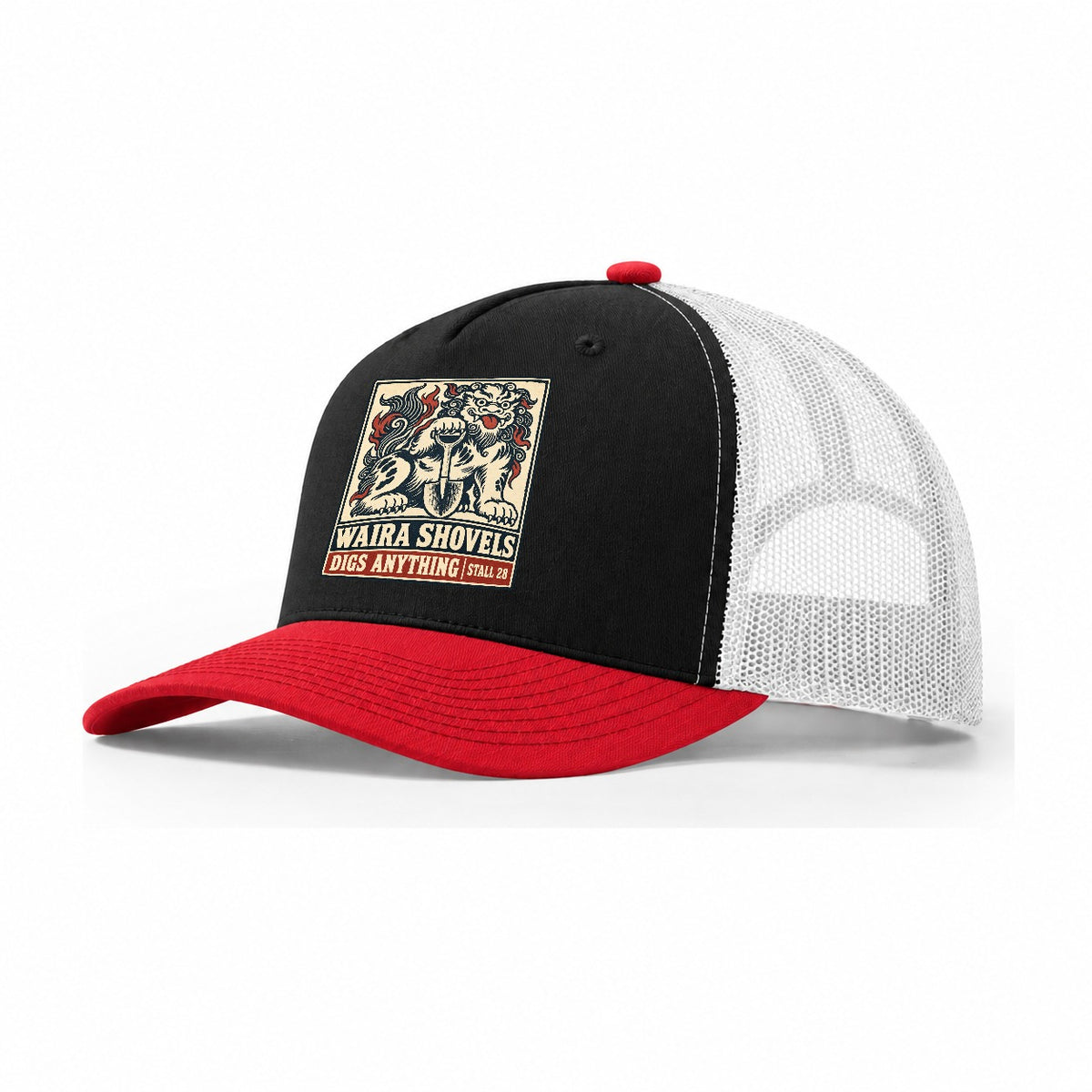 Waira Shovels Yokai Night Market Trucker Hat – Black Red White