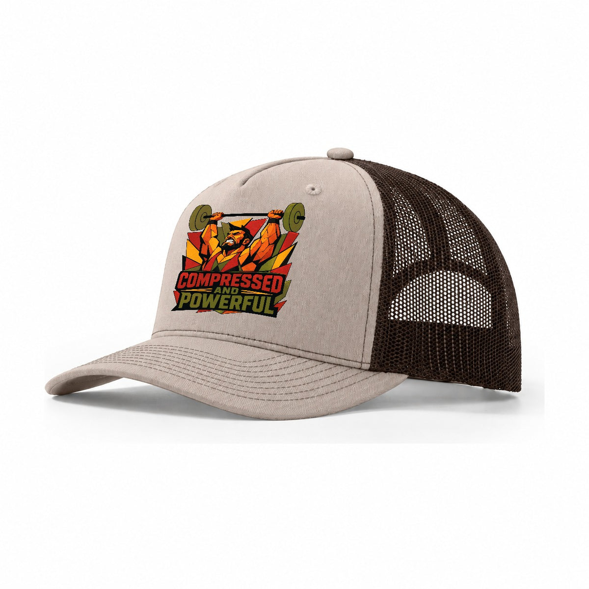 Weightlifter Overhead Press Trucker Hat – Khaki Brown