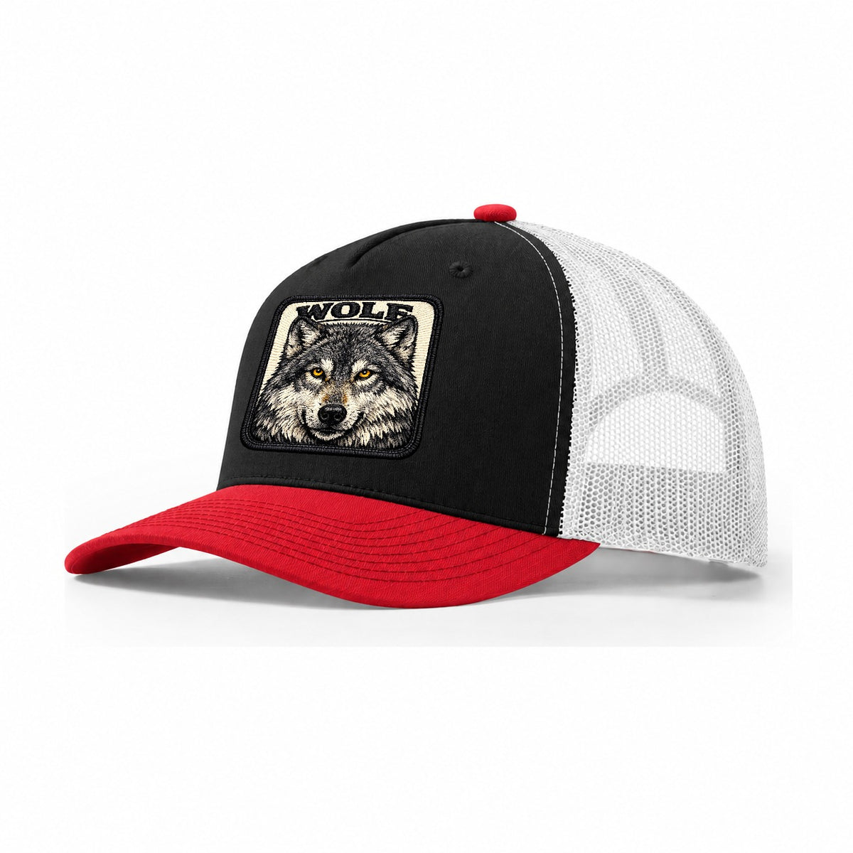 Wolf Trucker Hat – Black Red White