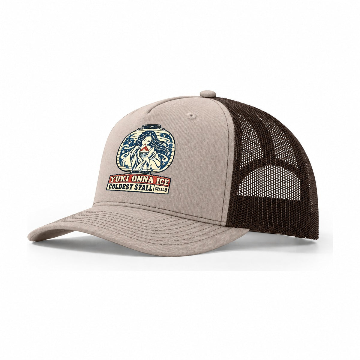 Yuki Onna Ice Yokai Night Market Trucker Hat – Khaki Brown