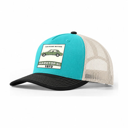 Yukigumo Hardtop Showa Speed Plates Trucker Hat – Aqua Black White