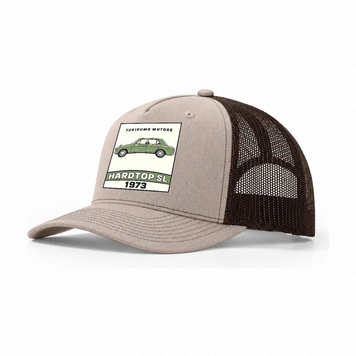 Yukigumo Hardtop Showa Speed Plates Trucker Hat – Khaki Brown