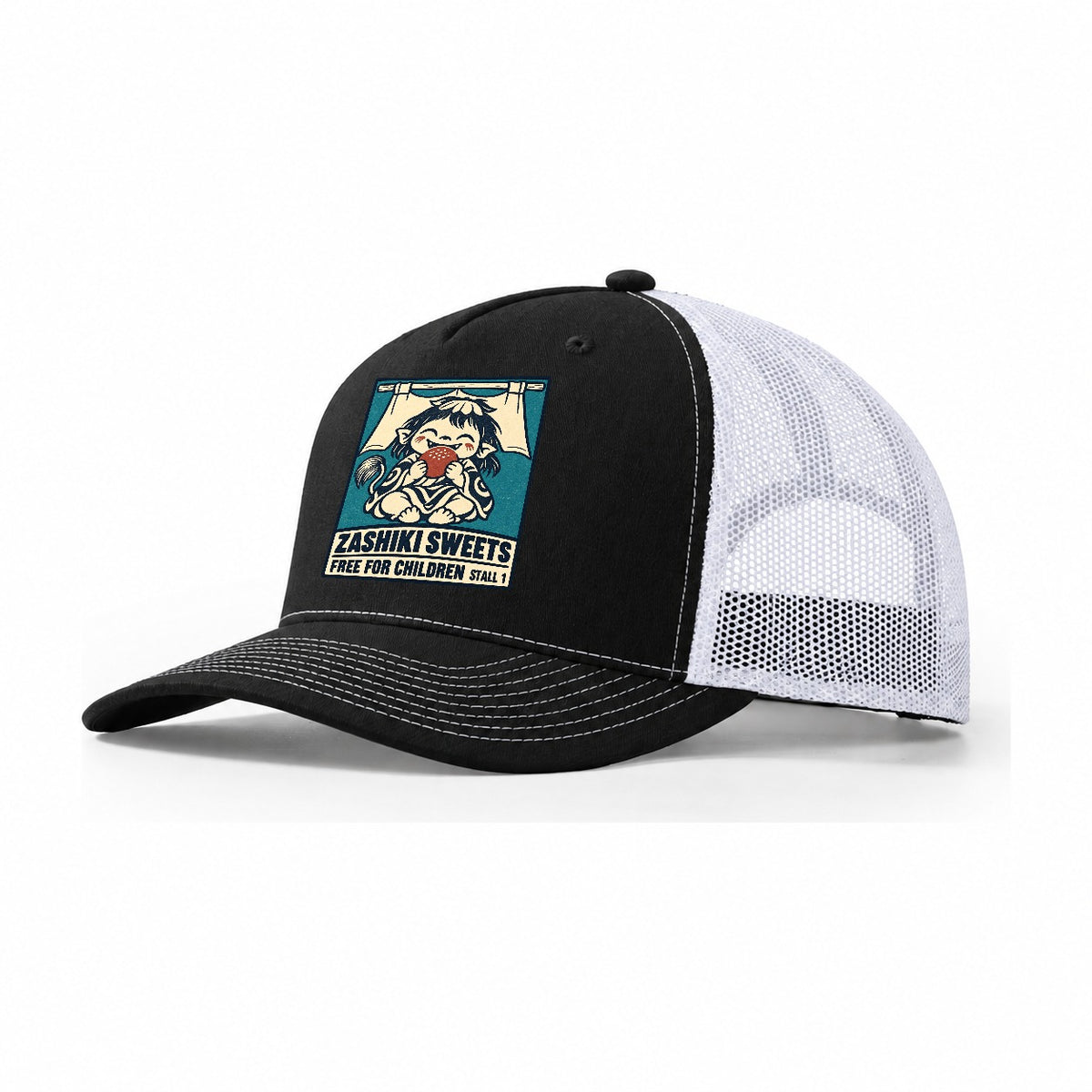 Zashiki Sweets Yokai Night Market Trucker Hat – Black White