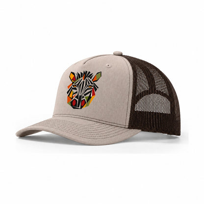 Zebra Geometric Stripes Trucker Hat – Khaki Brown