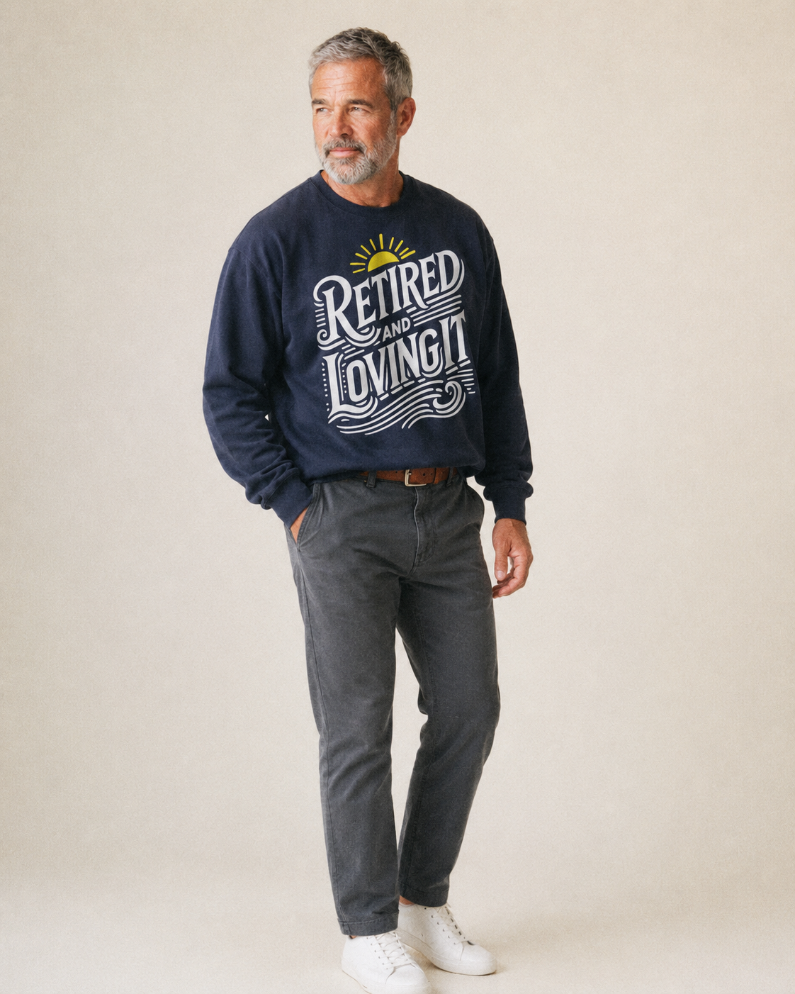 Retired And Loving It Fleece Sweatshirt – studio model photo