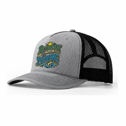 Retirement Plan Fishing Retired Living Trucker Hat – Sport Grey Black