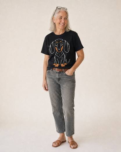 Retro Dachshund Classic T-shirt – studio model photo