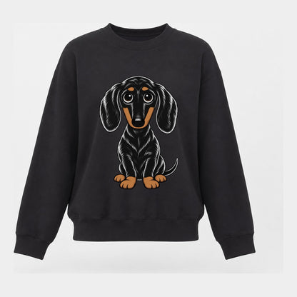 Retro Dachshund Women's Crewneck Sweatshirt – Black