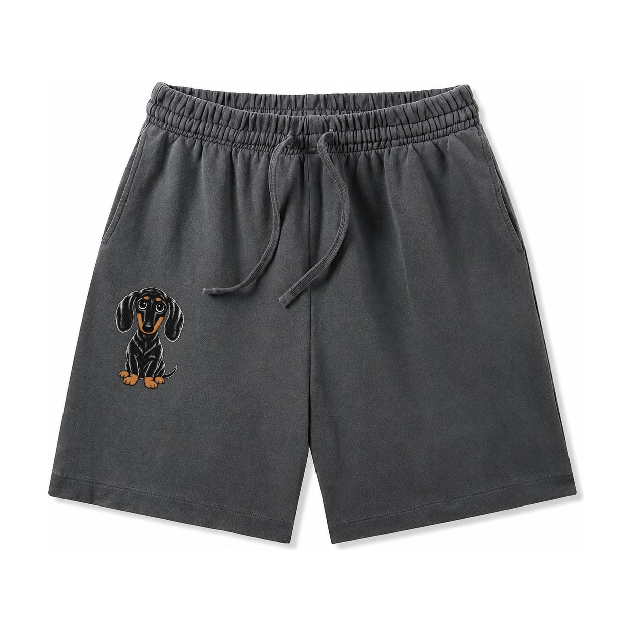 Retro Dachshund Washed Shorts – Dark Gray