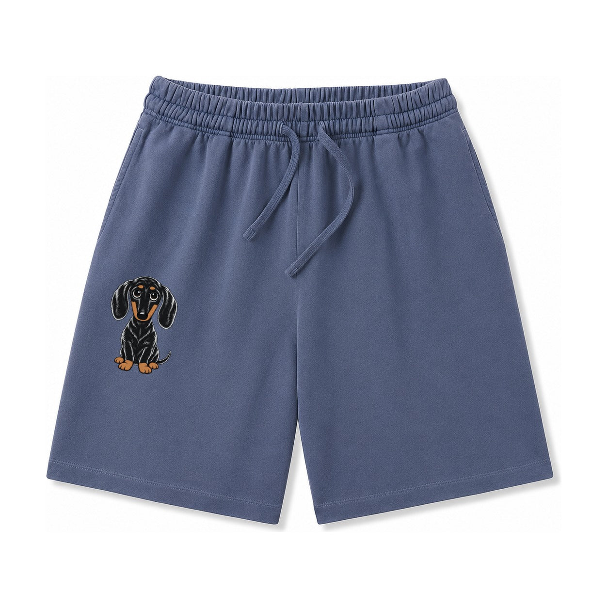 Retro Dachshund Washed Shorts – Navy Blue