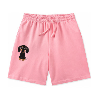 Retro Dachshund Washed Shorts – Pink