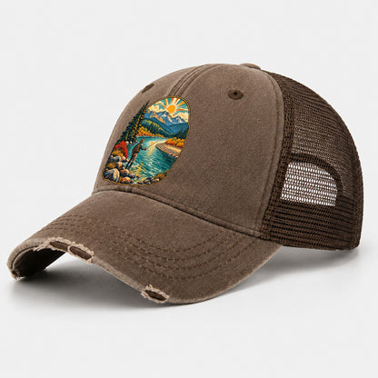 River Bend Fly Water Fishing Club Washed Trucker Hat – Coffee