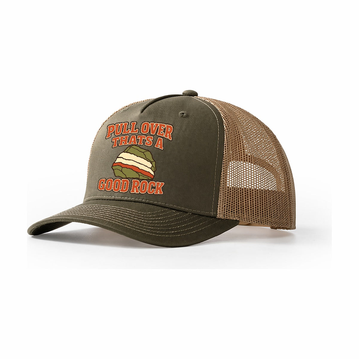 Roadside Rock Detour Rocks And Minerals Trucker Hat – Olive Khaki