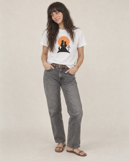 Rooftop Cats Full Moon Classic T-shirt – studio model photo