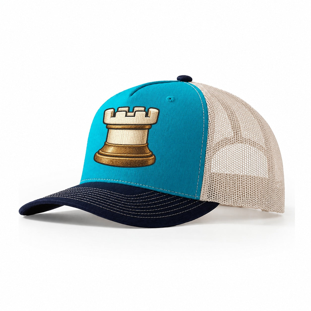 Rook Castle Token Board Games Trucker Hat – Teal Navy