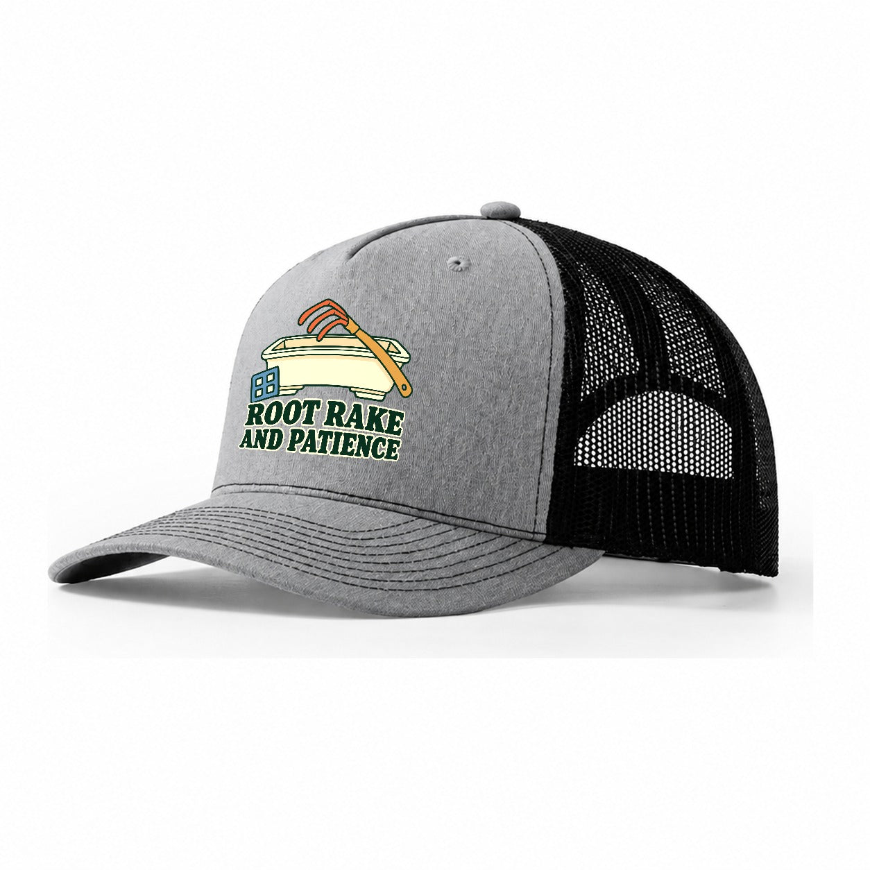 Root Rake And Patience Bonsai Trucker Hat – Sport Grey Black