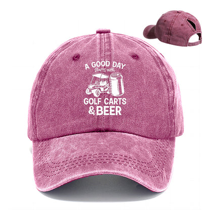 Gorra de béisbol con cola de caballo para mujer en primavera y verano: un buen día empieza con carritos de golf y cerveza.