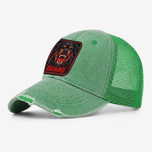 Rottweiler Guard Badge Washed Trucker Hat – Ink Green