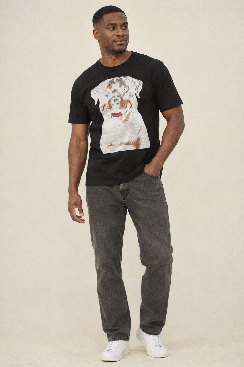 Rottweiler Powerful Guardian Classic T-shirt – studio model photo