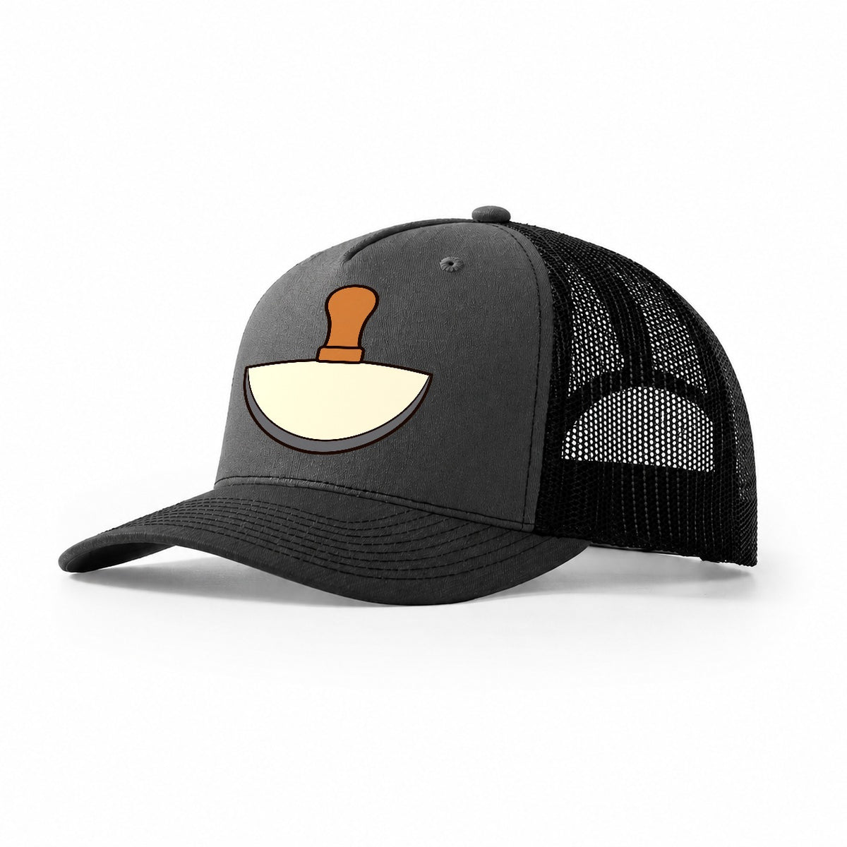 Round Knife Study Leathercraft Trucker Hat – Dark Grey Black