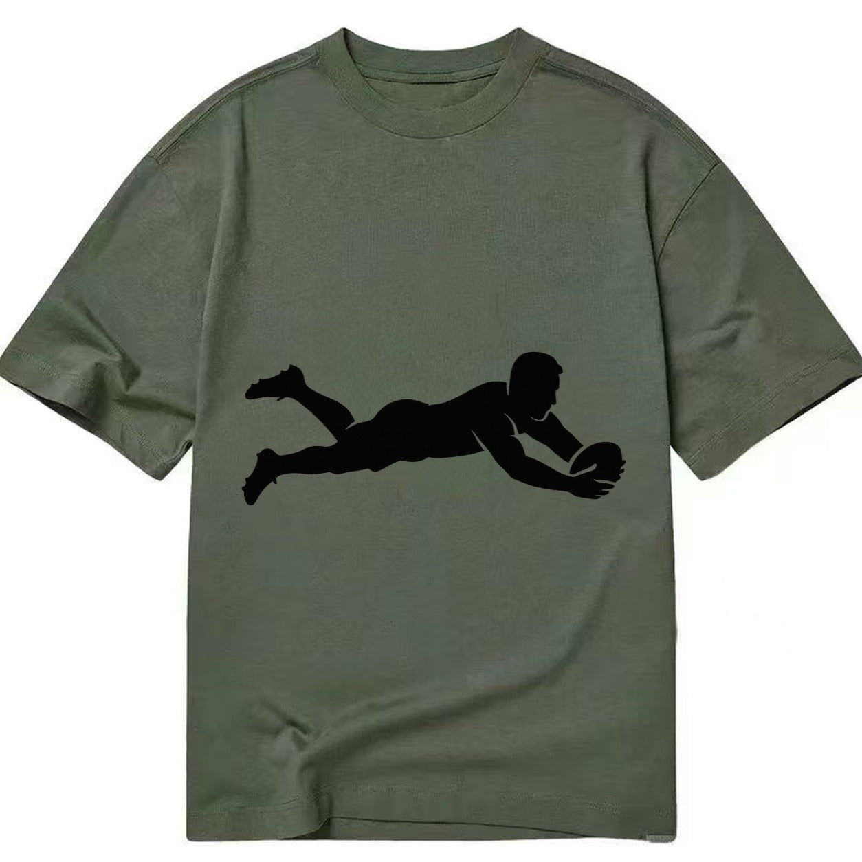 Rugby player diving for try - Classic T-shirt – Army Green